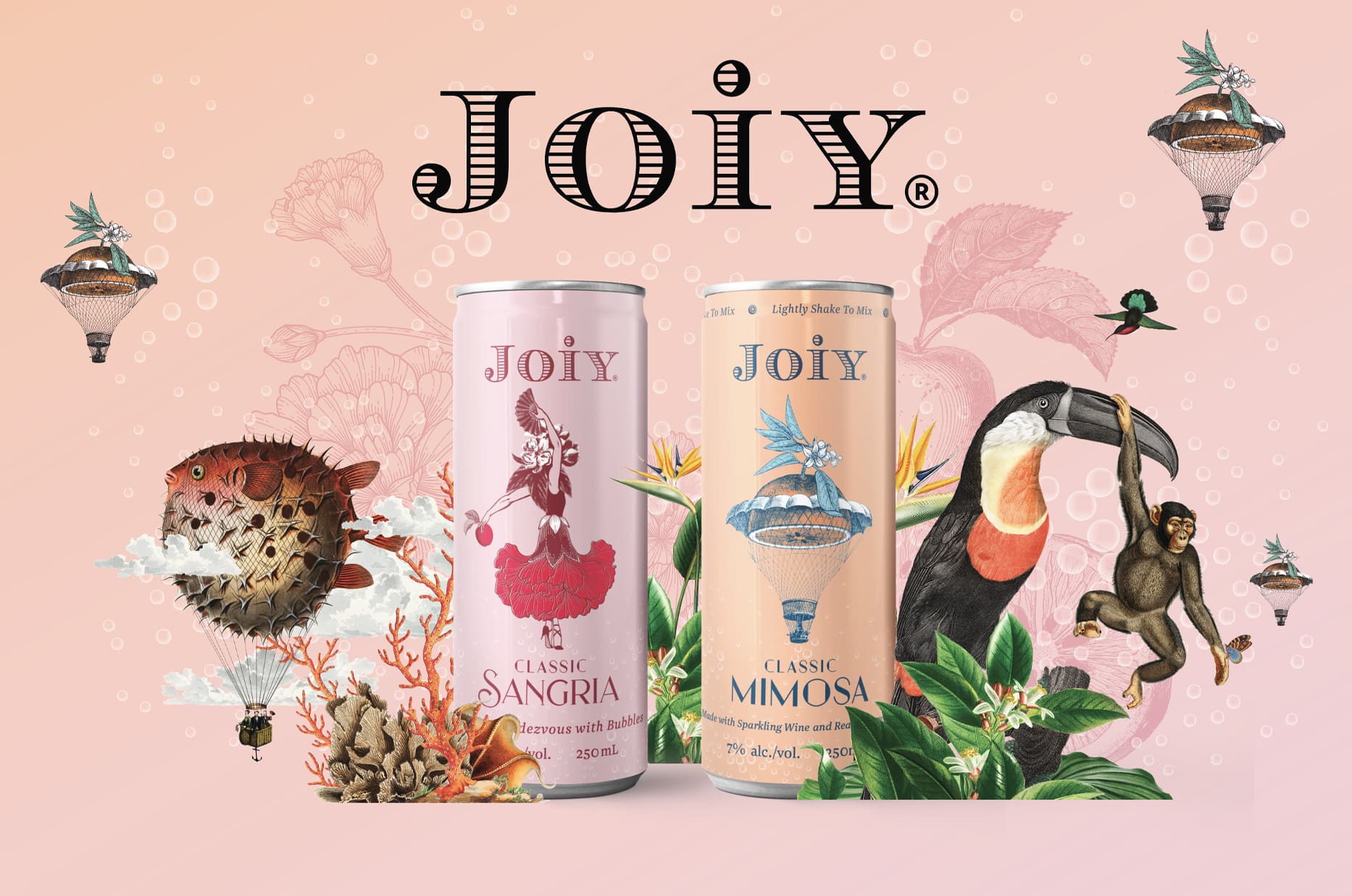 Joiy Wines Illustration Sangria Mimosa Collage Design