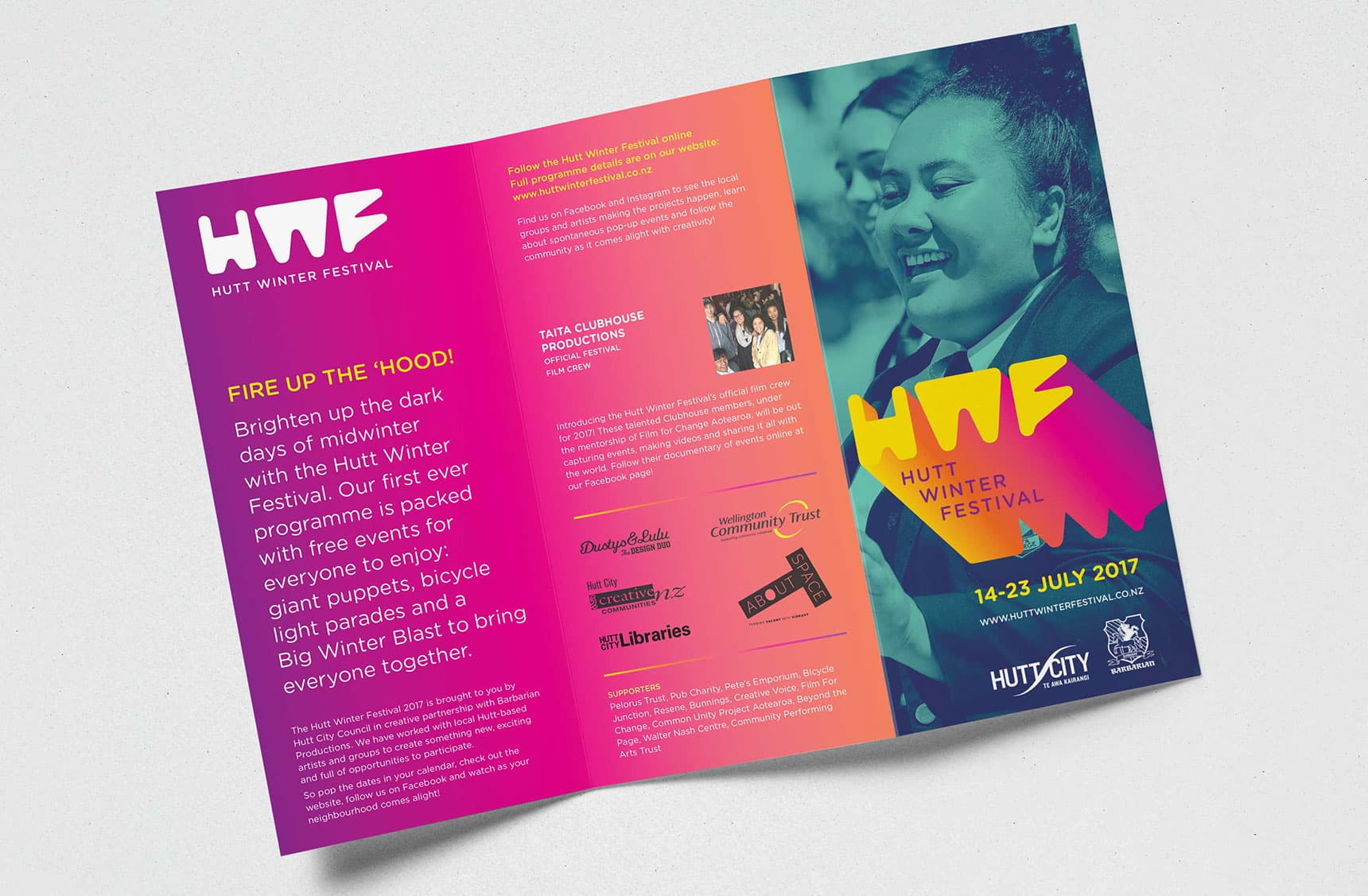 Hutt Winter Festival Guide And Map Concertina Brochure Design