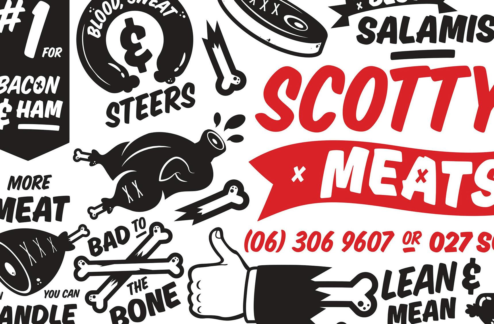 Scotties Meats Illustration Collage Design