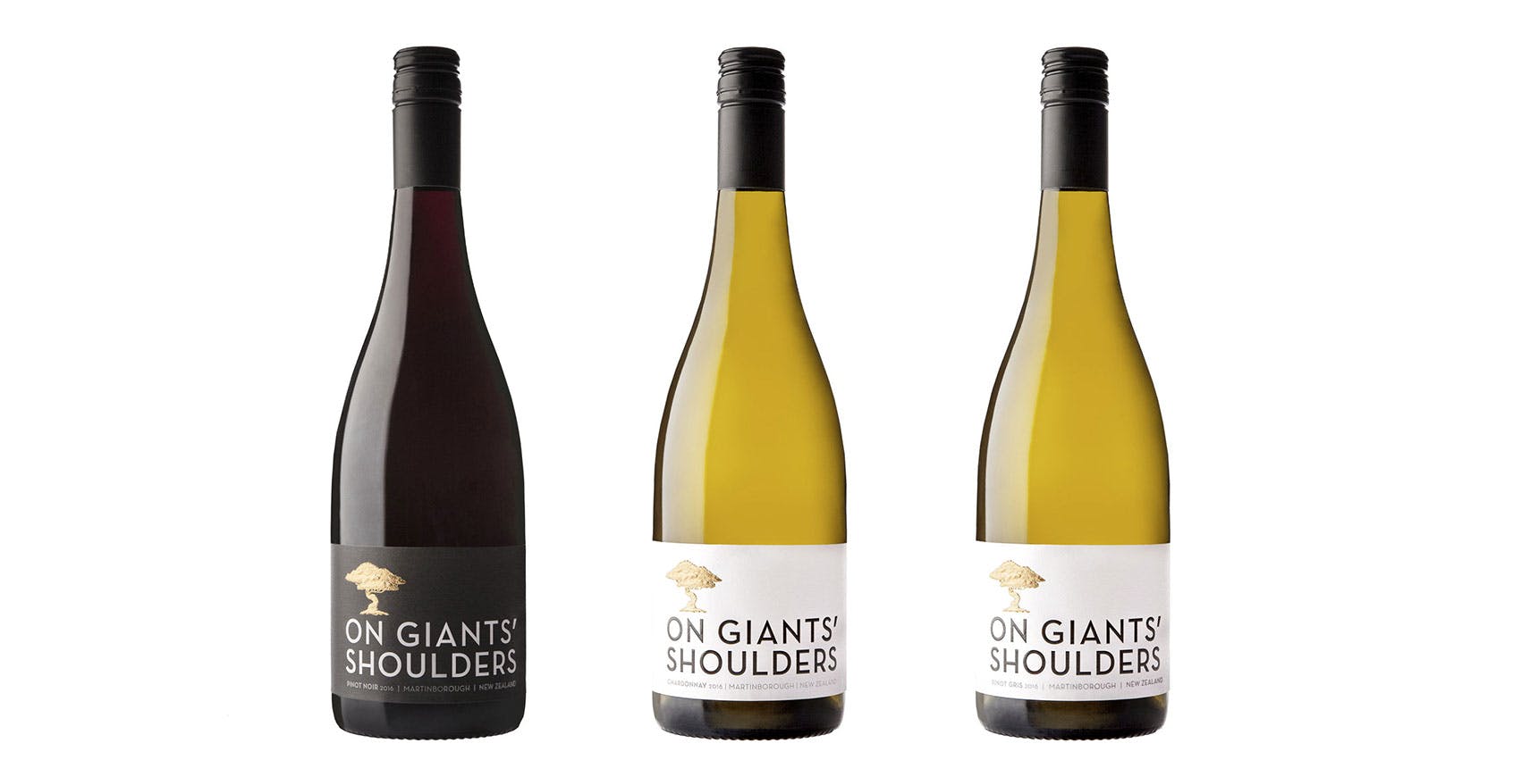 On Giants’ Shoulders Wine Bottle Label Design