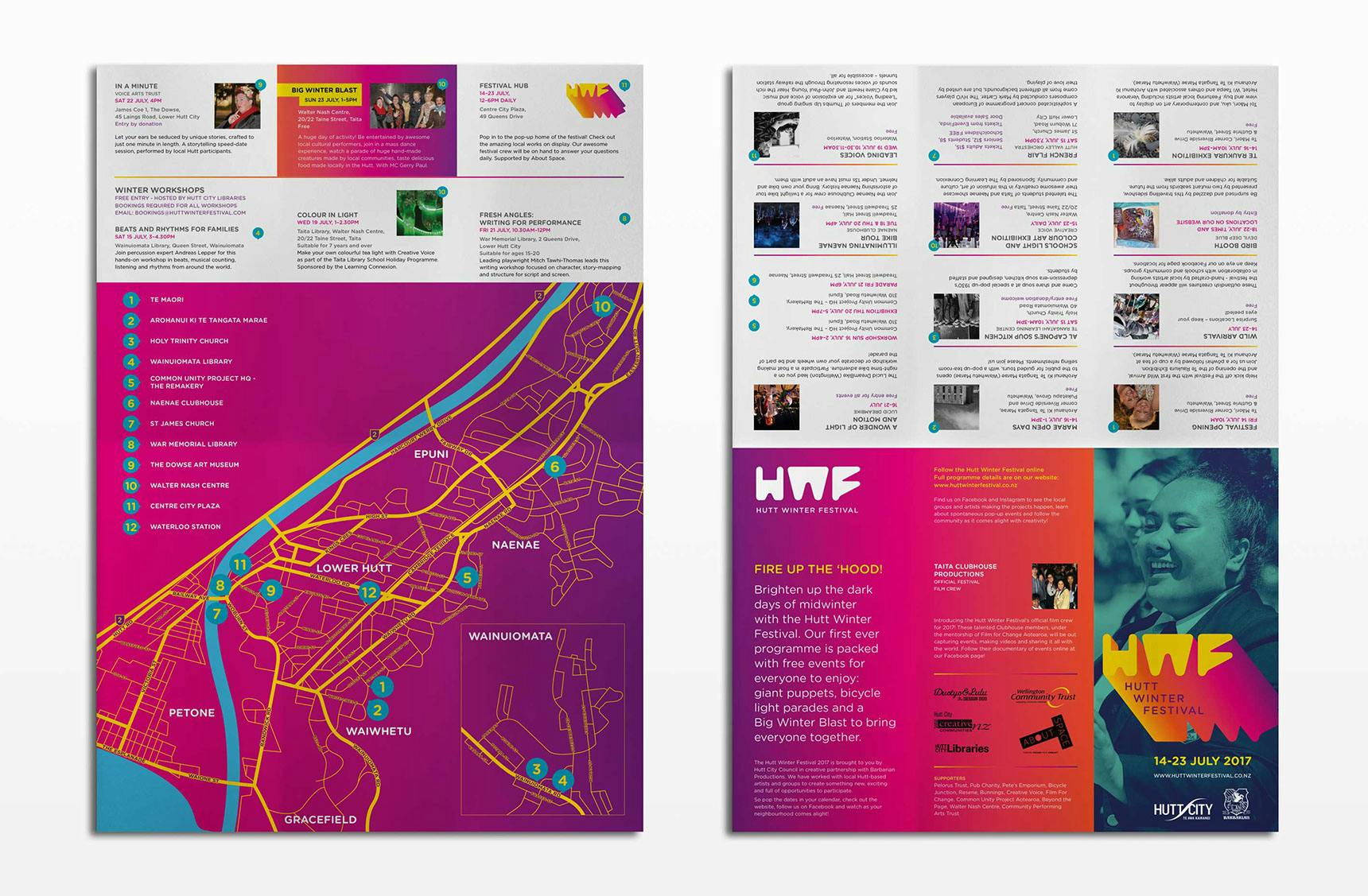 Hutt Winter Festival Guide And Map Concertina Brochure Design
