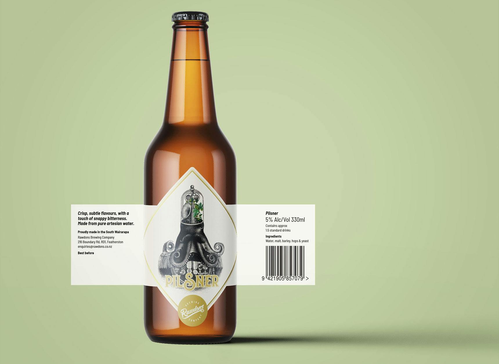 Rawdons Pilsner Beer Label Design