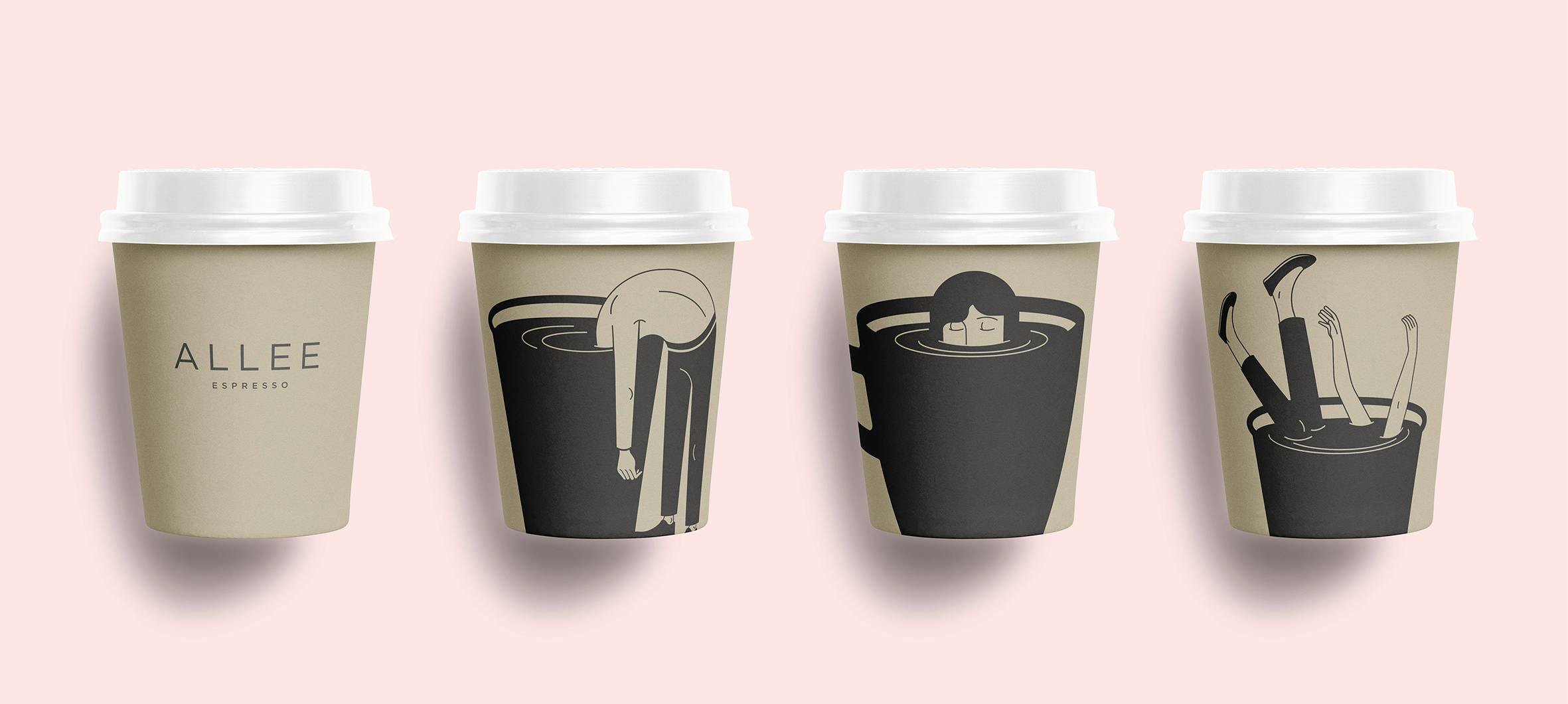Allee Espresso Illustration Take Away Coffee Cups